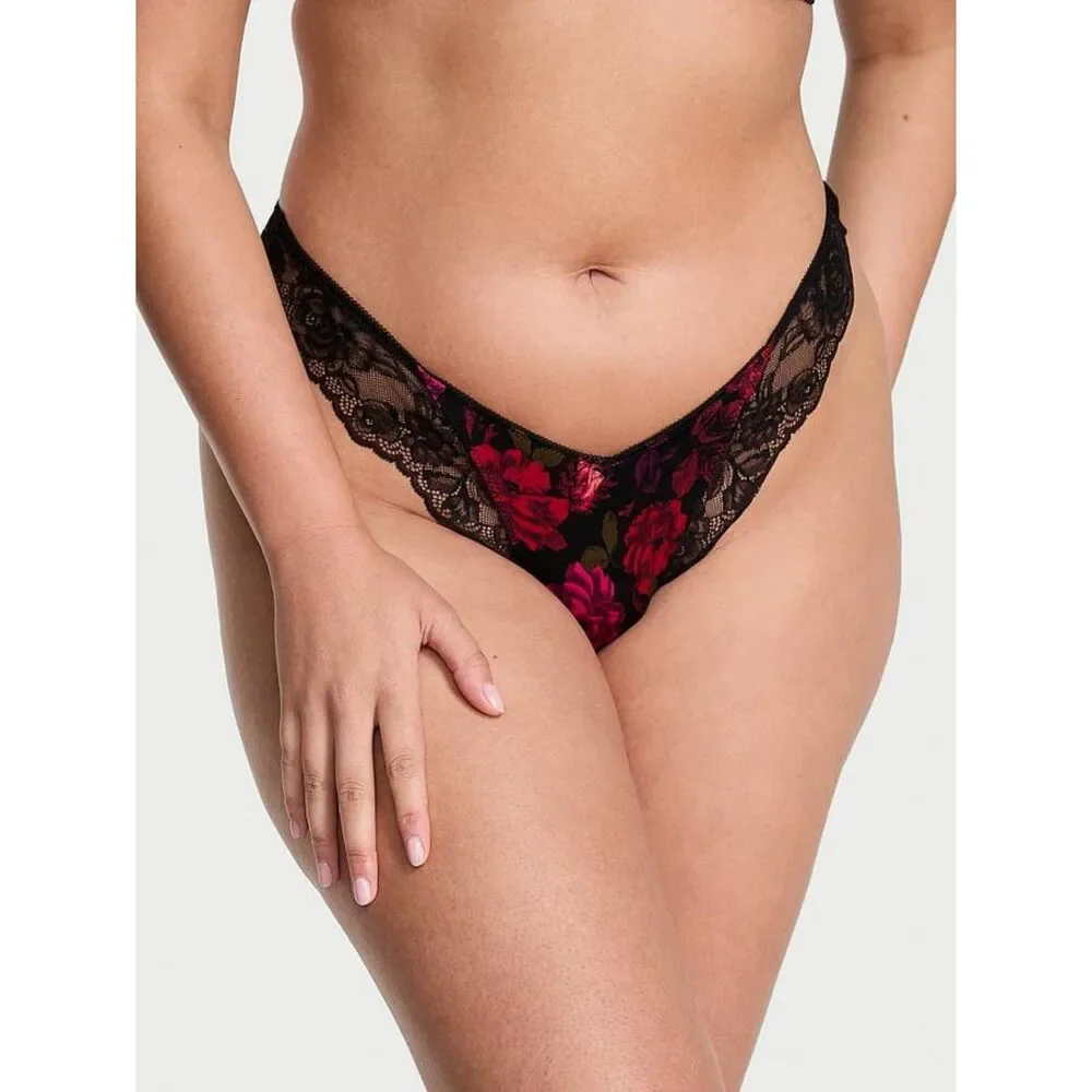 EXTRA SMALL {Victoria's Secret} Red Floral Thong